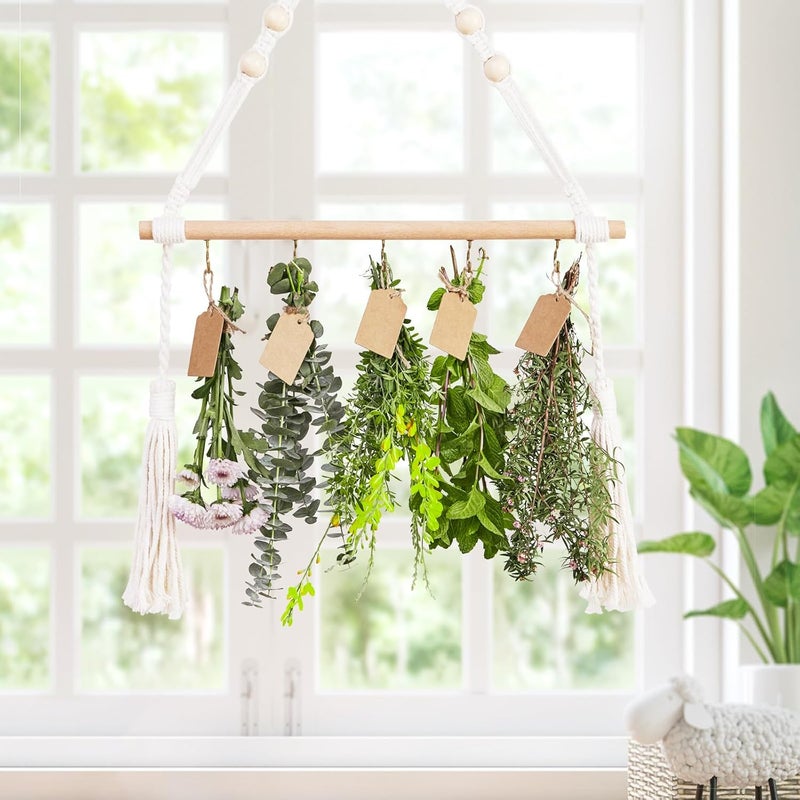 PROTITOUS 3Tier Herb Drying Rack Flower Drying with 25PCS Brown Gift Tags and 32ft Natural Jute Twine herb Dryer,Herb Drying Rack,Hanging Herb Dryer Rack, Ivory - Image 3